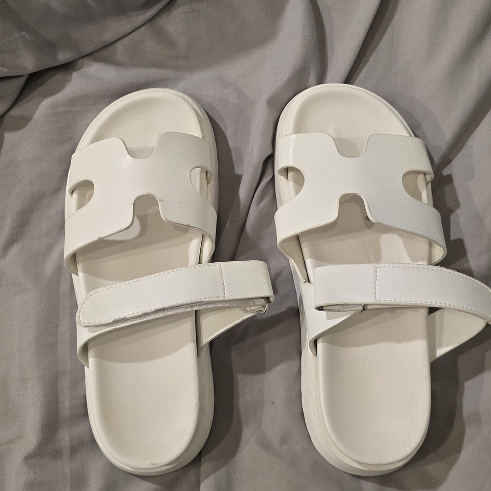 White Slide Sandals